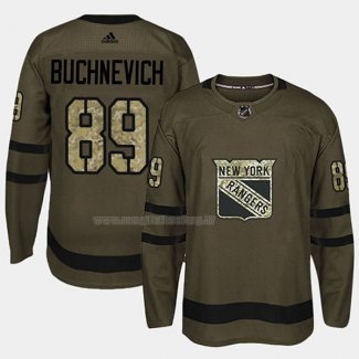 Maglia Hockey New York Rangers Pavel Buchnevich 2018 Salute To Service Verde Militare