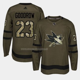 Maglia Hockey San Jose Sharks Barclay Goodrow 2018 Salute To Service Verde Militare