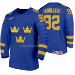 Maglia Hockey Suecia Gabriel Landeskog Away 2020 Iihf World Junior Championships Blu
