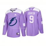 Maglia Hockey Tampa Bay Lightning Tyler Johnson Autentico 2018 Fights Cancer Viola
