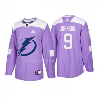 Maglia Hockey Tampa Bay Lightning Tyler Johnson Autentico 2018 Fights Cancer Viola