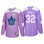 Maglia Hockey Toronto Maple Leafs Josh Leivo 2018 Fights Cancer Viola
