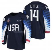 Maglia Hockey USA Broc Little 2018 Olympic Blu