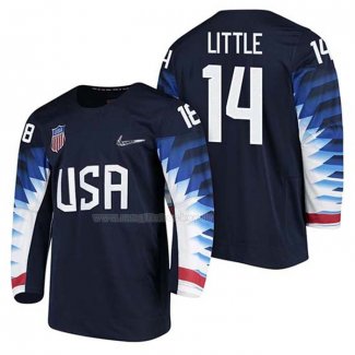 Maglia Hockey USA Broc Little 2018 Olympic Blu