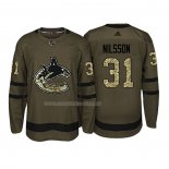 Maglia Hockey Vancouver Canucks Anders Nilsson 2018 Salute To Service Verde Militare