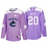 Maglia Hockey Vancouver Canucks Brandon Sutter 2018 Fights Cancer Viola