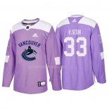 Maglia Hockey Vancouver Canucks Henrik Sedin 2018 Fights Cancer Viola