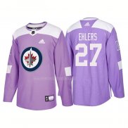 Maglia Hockey Winnipeg Jets Nikolaj Ehlers Autentico 2018 Fights Cancer Viola