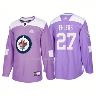 Maglia Hockey Winnipeg Jets Nikolaj Ehlers Autentico 2018 Fights Cancer Viola