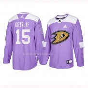 Maglia Hockey Anaheim Ducks Ryan Getzlaf 2018 Fights Cancer Viola