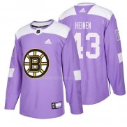 Maglia Hockey Boston Bruins Danton Heinen 2018 Fights Cancer Viola