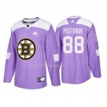 Maglia Hockey Boston Bruins David Pastrnak 2018 2018 Fights Cancer Viola