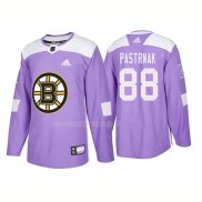 Maglia Hockey Boston Bruins David Pastrnak 2018 2018 Fights Cancer Viola