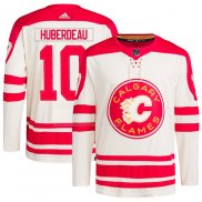 Maglia Hockey Calgary Flames Jonathan Huberdeau 2023 NHL Heritage Classic Primegreen Autentico Crema Rosso