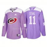 Maglia Hockey Carolina Hurricanes Jordan Staal Autentico 2018 Fights Cancer Viola
