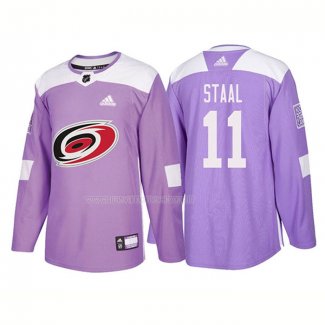 Maglia Hockey Carolina Hurricanes Jordan Staal Autentico 2018 Fights Cancer Viola