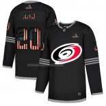 Maglia Hockey Carolina Hurricanes Sebastian Aho 2020 USA Flag Nero