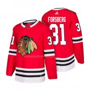 Maglia Hockey Chicago Blackhawks Anton Forsberg Home Autentico 2018 Rosso
