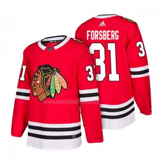 Maglia Hockey Chicago Blackhawks Anton Forsberg Home Autentico 2018 Rosso