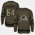 Maglia Hockey Colorado Avalanche Nail Yakupov 2018 Salute To Service Verde Militare
