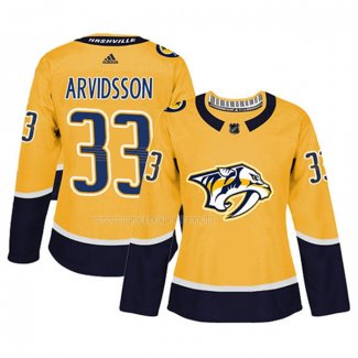 Maglia Hockey Donna Nashville Predators Viktor Arvidsson Home Autentico Giocatore Giallo