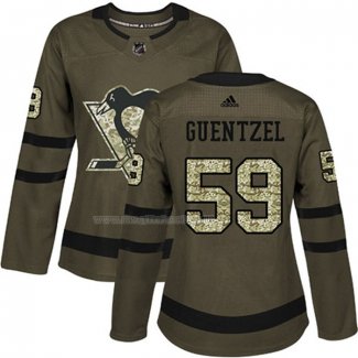 Maglia Hockey Donna Pittsburgh Penguins Jake Guentzel 2018 Salute To Service Verde Militare