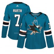 Maglia Hockey Donna San Jose Sharks Paul Martin Autentico Giocatore Verde