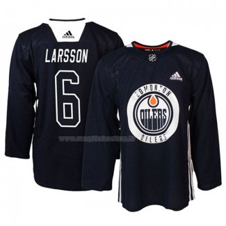 Maglia Hockey Edmonton Oilers Adam Larsson New Season Practice Blu