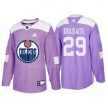 Maglia Hockey Edmonton Oilers Leon Draisaitl 2018 Fights Cancer Viola