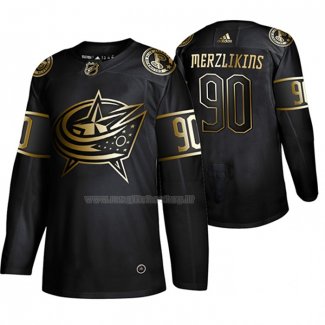 Maglia Hockey Golden Edition Columbus Blue Jackets Elvis Merzlikins Autentico Nero
