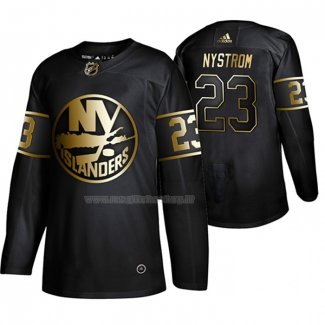 Maglia Hockey Golden Edition New York Islanders Bob Nystrom Retired Giocatore Autentico Nero