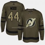 Maglia Hockey New Jersey Devils Miles Wood 2018 Salute To Service Verde Militare