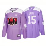 Maglia Hockey Ottawa Senators Zack Smith Autentico 2018 Fights Cancer Viola