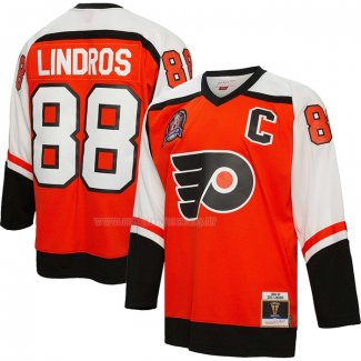 Maglia Hockey Philadelphia Flyers Eric Lindros Mitchell & Ness 1996-97 Captain Patch Blue Line Arancione