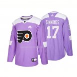 Maglia Hockey Philadelphia Flyers Wayne Simmonds Autentico 2018 Fights Cancer Viola