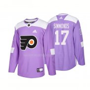Maglia Hockey Philadelphia Flyers Wayne Simmonds Autentico 2018 Fights Cancer Viola