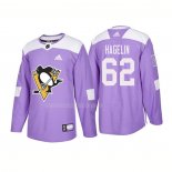 Maglia Hockey Pittsburgh Penguins Carl Hagelin Autentico 2018 Fights Cancer Viola