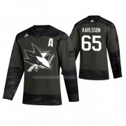 Maglia Hockey San Jose Sharks Erik Karlsson 2019 Veterans Day Camuffamento