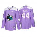 Maglia Hockey San Jose Sharks Marc Edouard Vlasic Autentico 2018 Fights Cancer Viola