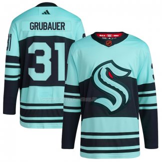 Maglia Hockey Seattle Kraken Philipp Grubauer Reverse Throwback Autentico Verde