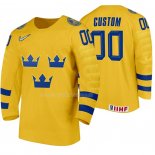 Maglia Hockey Suecia Personalizzate Home 2020 Iihf World Giallo
