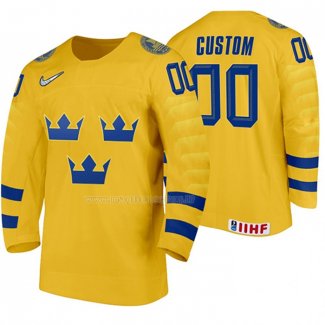 Maglia Hockey Suecia Personalizzate Home 2020 Iihf World Giallo
