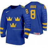 Maglia Hockey Suecia Robert Hagg Away 2020 Iihf World Junior Championships Blu