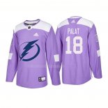 Maglia Hockey Tampa Bay Lightning Ondrej Palat Autentico 2018 Fights Cancer Viola