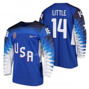 Maglia Hockey USA Broc Little 2018 Olympic Blu2