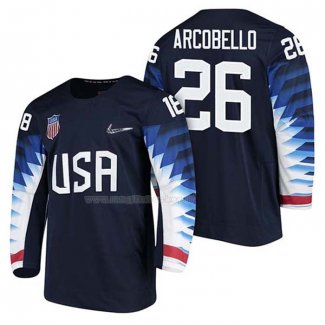 Maglia Hockey USA Mark Arcobello 2018 Olympic Blu