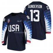 Maglia Hockey USA Ryan Gunderson 2018 Olympic Blu