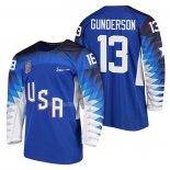 Maglia Hockey USA Ryan Gunderson 2018 Olympic Blu2