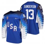 Maglia Hockey USA Ryan Gunderson 2018 Olympic Blu2