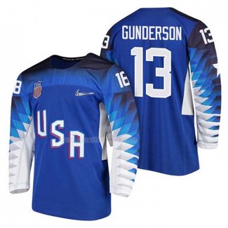 Maglia Hockey USA Ryan Gunderson 2018 Olympic Blu2
